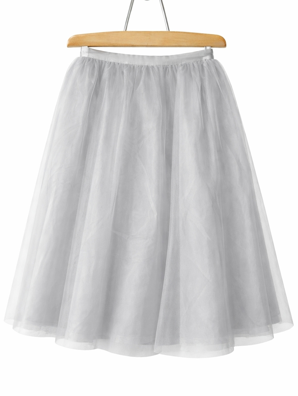 Zara Basics Gray Tulle Midi Skirt Feminine Romantic A-Line Pull Skirt M - Picture 3 of 9